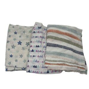 Aden + Anais Set of 3 Swaddle Blanket Muslin Baby Shower Bundle Unisex Boy Girl